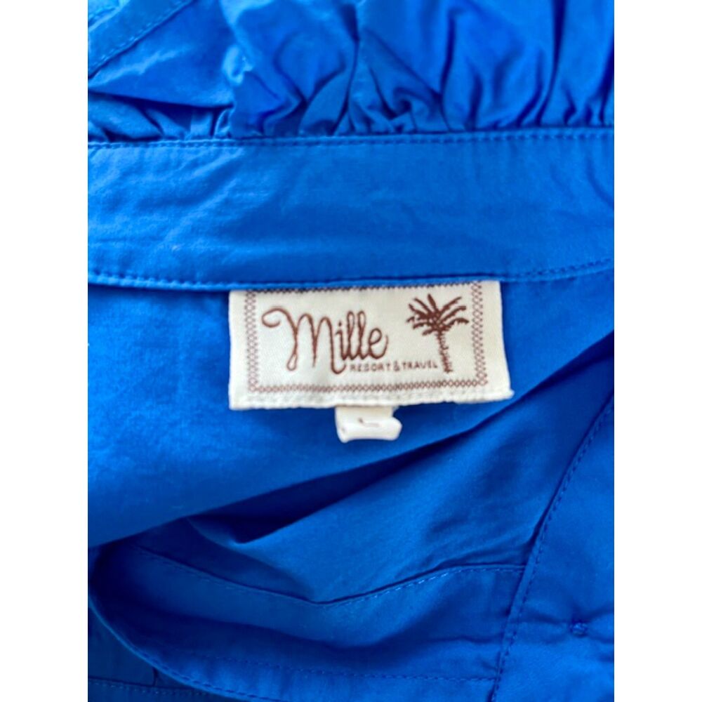 SZ L MILLE Vanessa Top w Button Front and Ruffle Accents in AZUR Color - Picture 8 of 8